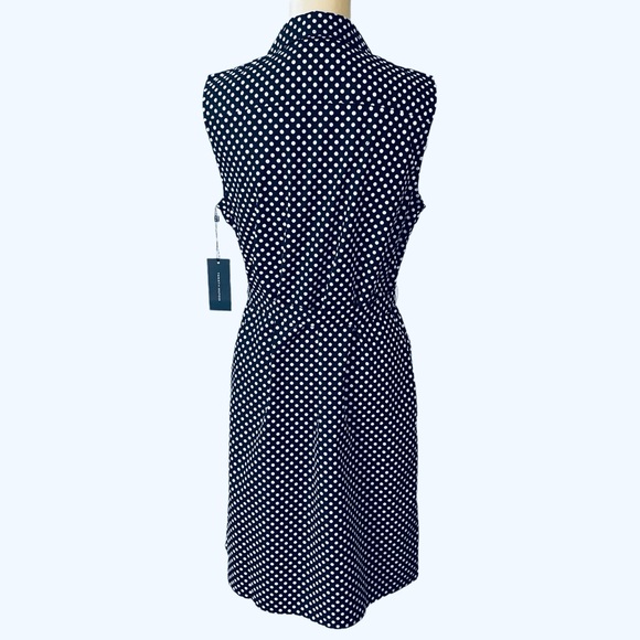 Tommy Hilfiger Shirtdress 100% Cotton Sleeveless Polka Dot Classic Navy NWT - Picture 4 of 11